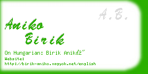 aniko birik business card